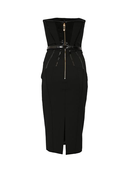 Abito in doppio crêpe con dettagli corsetto in vinile Elisabetta Franchi | AB89257E2110